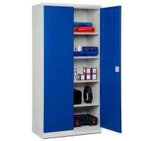 St&aring;lskab ASHV med 4 hylder 1980x980x470mm bl&aring; d&oslash;re