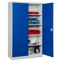 St&aring;lskab ASHV med 4 hylder 1980x1200x570mm bl&aring; d&oslash;re