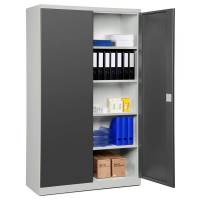 Stålskab ASHV med 4 hylder 1980x1200x570mm antracit døre