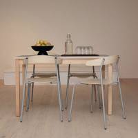 Olle caf&eacute;- eller kantinestol i birk laminat med alugr&aring;t stel