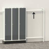 Hattehylde til garderobe i st&aring;l 1000x550mm, lys gr&aring; 