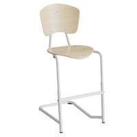 Femman elevstol i birk laminat med hvidt stel og fodst&oslash;tte