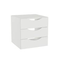 Office skuffesektion med 3 skuffer i hvid med åbne håndtag 