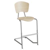 Femman elevstol i birk laminat med alugr&aring;t stel og fodst&oslash;tte