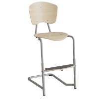 Femman elevstol i birk laminat med alugr&aring;t stel og fodplade