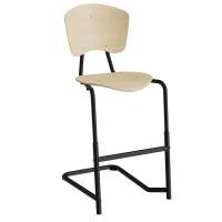 Femman elevstol i birk fin&eacute;r med sort stel og fodst&oslash;tte