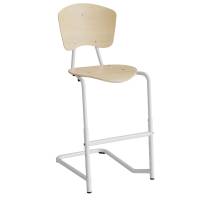 Femman elevstol i birk fin&eacute;r med hvidt stel og fodst&oslash;tte