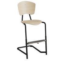 Femman elevstol i birk laminat med sort stel og fodplade