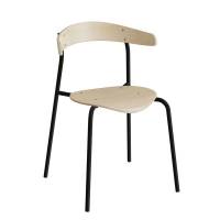 Olle caf&eacute;- eller kantinestol i birk laminat med sort stel