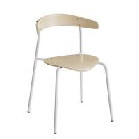Olle caf&eacute;- eller kantinestol i birk laminat med hvidt stel