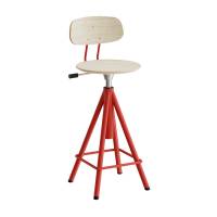 Atlas taburet 420-600mm med gasregulering egelaminat, rødt stel
