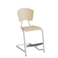 Fyran elevstol med s&aelig;de og ryg i birk fin&eacute;r og hvidt stel