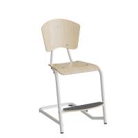 Fyran elevstol med s&aelig;de og ryg i birk laminat og hvidt stel