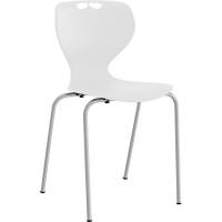 Tarris elevstol med hvidt s&aelig;de og alugr&aring;t stel