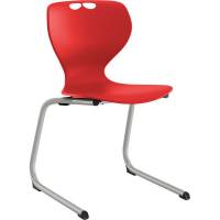 Tarris elevstol med r&oslash;dt s&aelig;de og alugr&aring;t C-stel