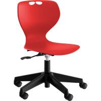 Tarris 3D elevstol med rødt sæde og sort 5-fods kryds med hjul