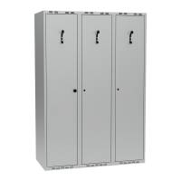 Garderobeskab i stål 120x55x175cm, PR2D, lige tag, 3 rum, lys grå