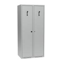 Garderobeskab i stål 80x55x175cm, PR2E, lige tag, 2 rum, lys grå