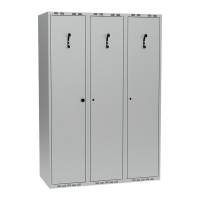 Garderobeskab i st&aring;l 120x55x175cm, PR2H, lige tag, 3 rum, lys gr&aring;