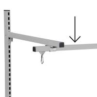 C-profilskinne, monteres i fast arm over arbejdsbord c/c 1200 mm