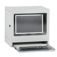 Computerskab CC4 i st&aring;l, l&aring;sbart med selvventilation, gr&aring;/bl&aring;