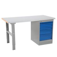 Arbejdsbord IWE3 med st&aring;l bordplade og skuffer 1600x800mm
