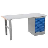 Arbejdsbord IWE4 med st&aring;l bordplade og skuffer 2000x800mm