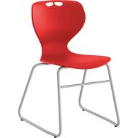 Tarris elevstol med r&oslash;dt s&aelig;de og alugr&aring;t lukket stel