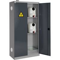 Olie- og kemiskab SMV med 2 hylder 1990x1000x550mm, m&oslash;rk gr&aring; d&oslash;re