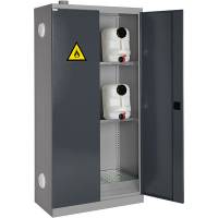 Olie- og kemiskab SMV med 2 hylder 1990x1000x550mm, m&oslash;rk gr&aring; d&oslash;re