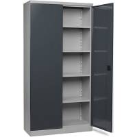 V&aelig;rkt&oslash;jsskab SMV med 4 hylder 1990x1000x600mm, gr&aring; d&oslash;re