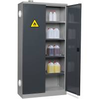 Kemikalieskab SMV med 4 hylder 1990x1000x435mm, m&oslash;rk gr&aring; d&oslash;re