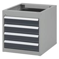 Skuffesektion GBP 540x535x665mm med 4 låsbare skuffer grå