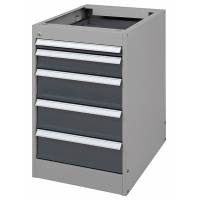 Skuffesektion GBP 800x535x665mm med 5 låsbare skuffer grå 
