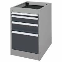Skuffesektion GBP 800x535x665mm med 4 l&aring;sbare skuffer m&oslash;rk gr&aring;