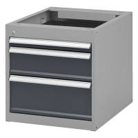 Skuffesektion GBP 540x535x665mm med 3 l&aring;sbare skuffer gr&aring;