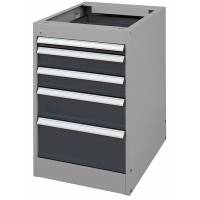 Skuffesektion GBP 800x535x665mm med 5 l&aring;sbare skuffer m&oslash;rk gr&aring;