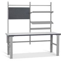 Fileb&aelig;nk model 1 med gr&aring; laminat bordplade 2500x800mm