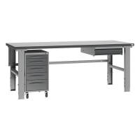 Fileb&aelig;nk model 4 med 1 skuffe og skuffesektion 2000x800mm