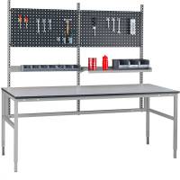 Arbejdsbord model 3 med gr&aring; laminat bordplade 2500x800mm