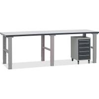 Fileb&aelig;nk model 3 med skuffesektion p&aring; hjul 2500x800mm