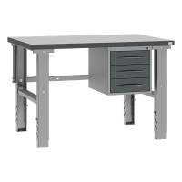Fileb&aelig;nk med gr&aring; laminat bordplade med 3 skuffer 1200x800mm