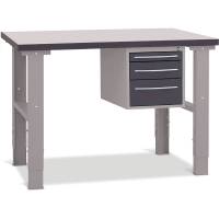 Fileb&aelig;nk med gr&aring; laminat bordplade med 3 skuffer 1200x800mm