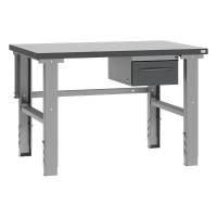Fileb&aelig;nk med gr&aring; laminat bordplade med 1 skuffe 1200x800mm