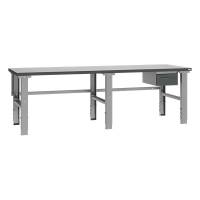 Fileb&aelig;nk med gr&aring; laminat bordplade med 1 skuffe 2500x800mm