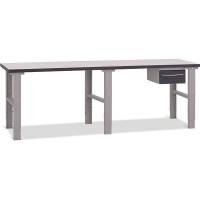 Fileb&aelig;nk med gr&aring; laminat bordplade med 1 skuffe 2500x800mm