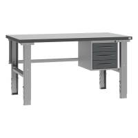 Fileb&aelig;nk med gr&aring; laminat bordplade med 3 skuffer 1500x800mm