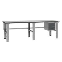 Fileb&aelig;nk med gr&aring; laminat bordplade med 3 skuffer 2500x800mm
