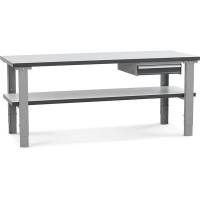 Fileb&aelig;nk med HPL bordplade, skuffe og underhylde 2000x800mm