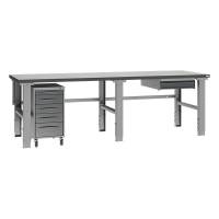 Fileb&aelig;nk model 4 med 1 skuffe og skuffesektion 2500x800mm